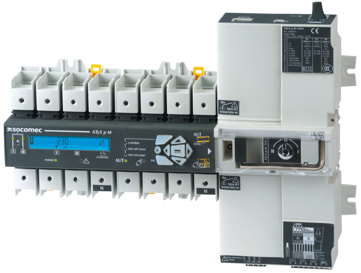 Socomec MOTORISED CHANGEOVER SWITCH Automatische Omschakelaar atys P M 4P 160a 230/400 vac