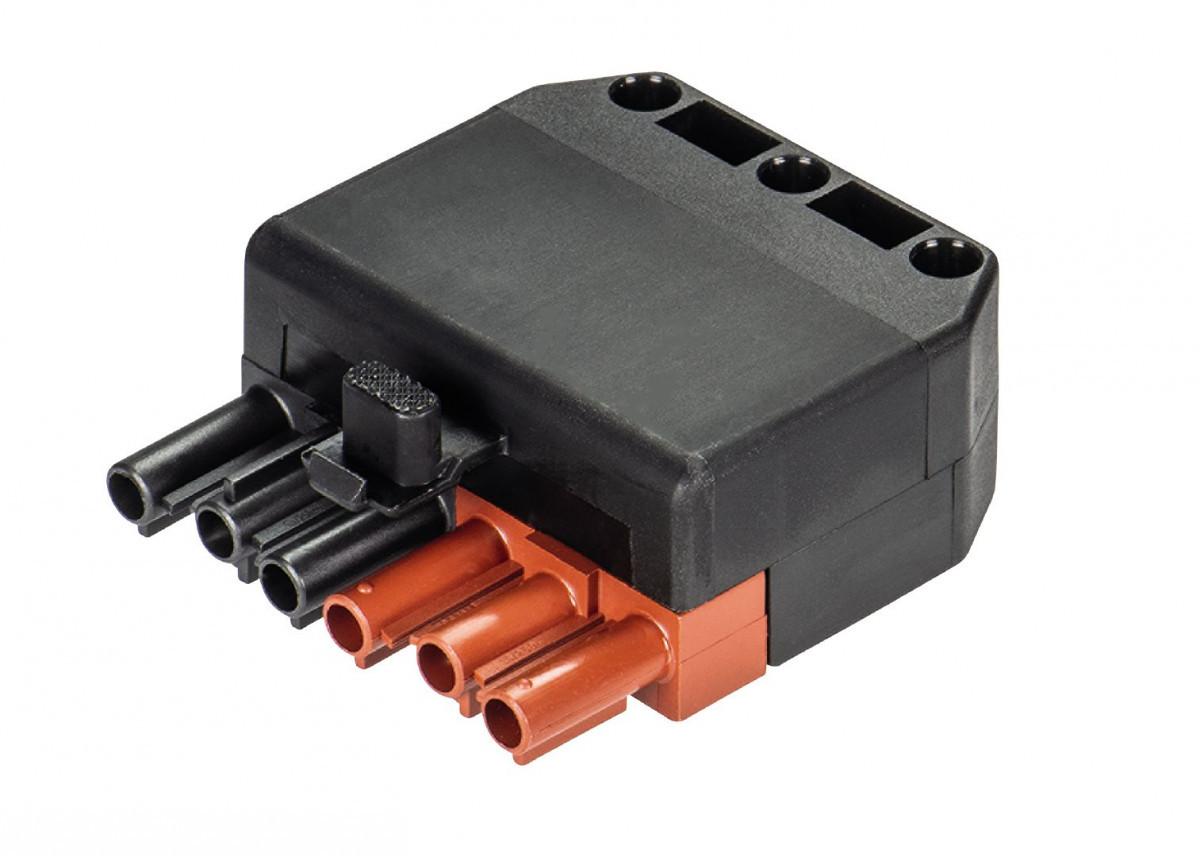 ST18/6 kabelconnector male+kap zwart + vergrendeling