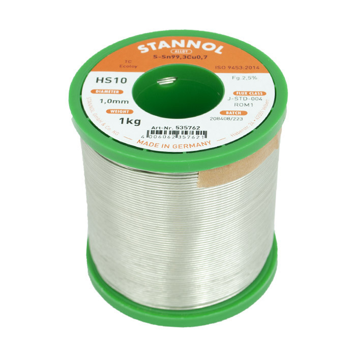 Stannol Soldeer- en lastechniek Soldeertin HS10 S-SN99,3cu0,7 Ø 1.0MM 1000G