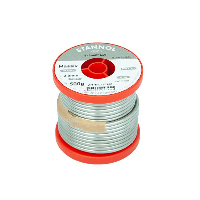 Stannol Soldeer- en lastechniek Soldeertin massief S-SN60PB40 Ø 3,0MM 500G