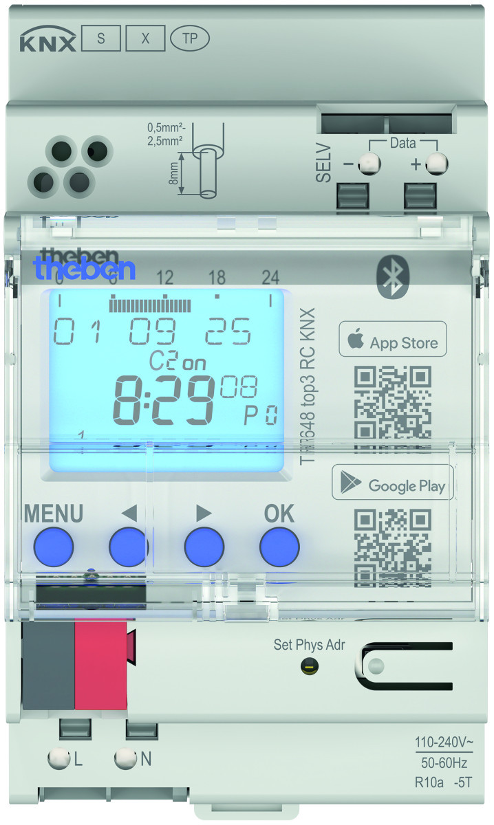 Theben KNX-top3-Termina Digitale KNX-timer, jaar-/astroprogramma, app-programmering, DCF
