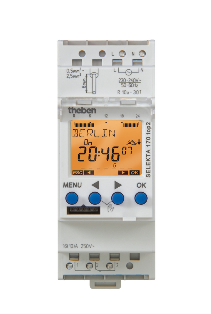 Theben top2-Selekta Selekta 170 top2 astronomische schakelklok, din-rail, 24V, 2 te