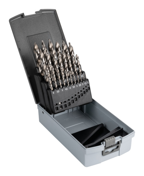 TIP HSS-G Metaalboren HSS-G spiraalboorcassette, 19-delig, met schroefpunt