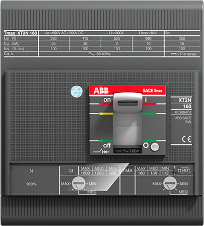Tmax XT2N 160/R 63 4P vast met vooraansluiting generator therm. magn.