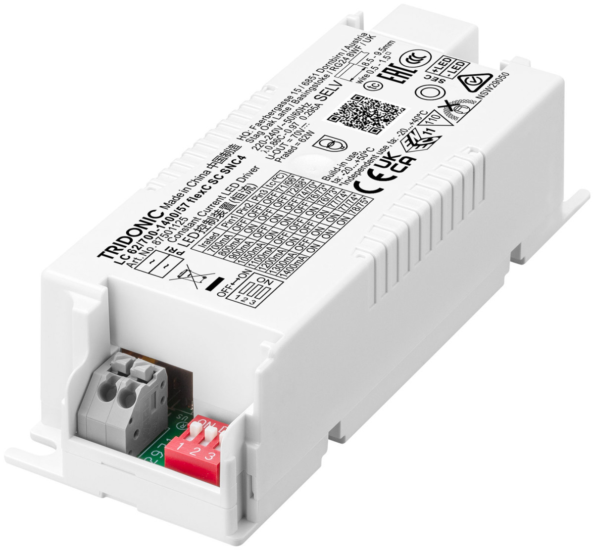 Tridonic LED Drivers Compact Fixed Output LC 62/700-1400/57 flexc SC SNC4