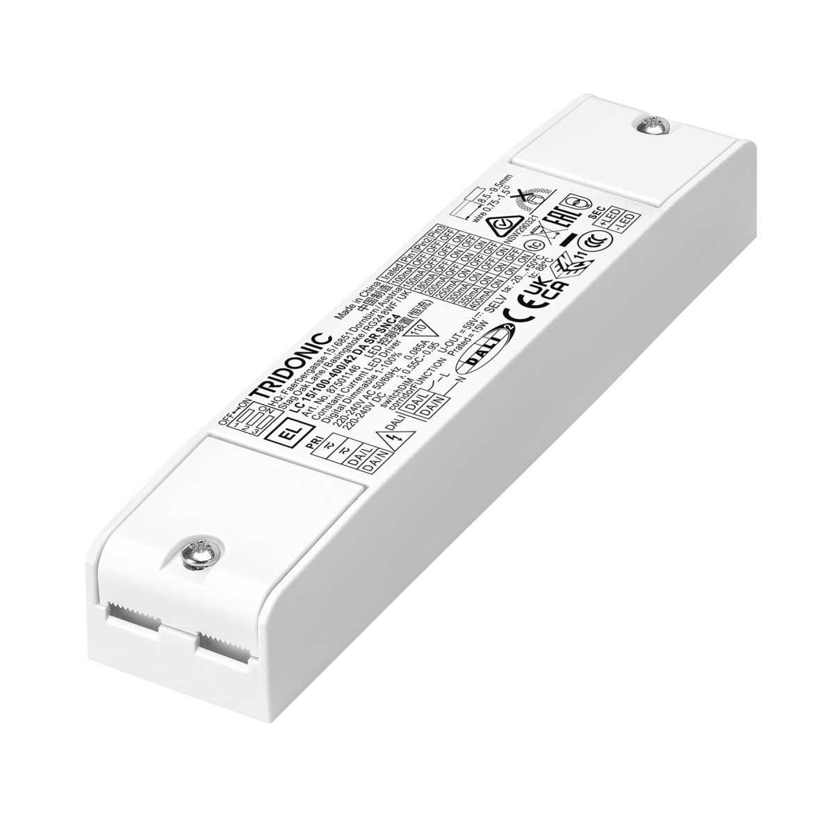 Tridonic LC da SNC4 led-driver compact dimming dynamisch dimbaar 0.9 - 15.2W 9 - 42V ip20