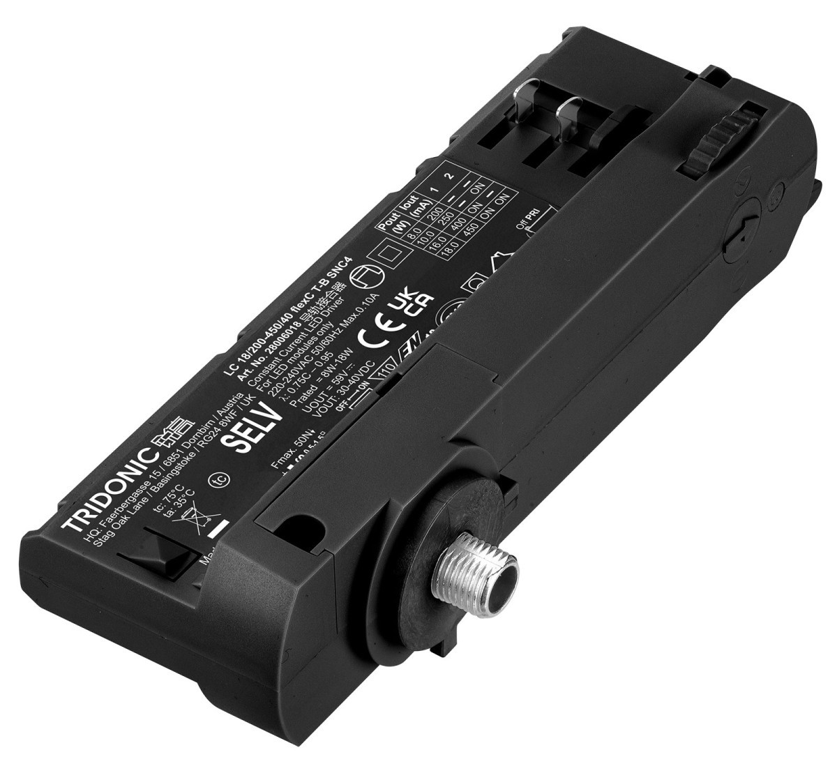 Tridonic LED Drivers In-Track Fixed Output LC 18/200-450/40 flexc T-B SNC4