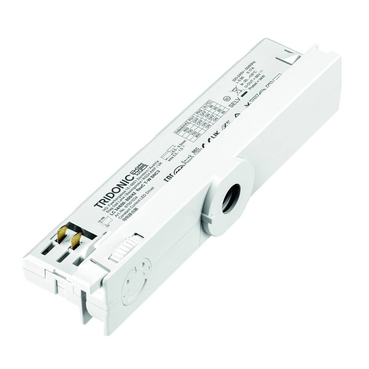 Tridonic LED Drivers In-Track Fixed Output LC 25/450-600/42 flexc T-W SNC3