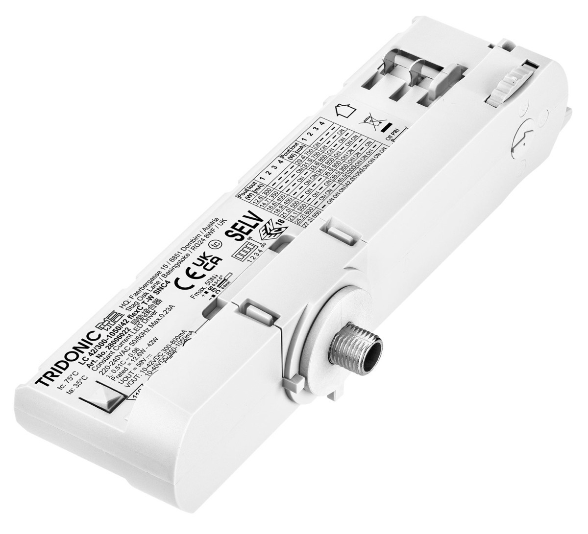 Tridonic LED Drivers In-Track Fixed Output LC 42/300-1050/42 flexc T-W SNC4