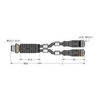 Turck 2-port junction systems Y-splitter with cable male m12x1-2xfem