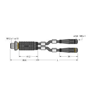 Turck 2-port junction systems Y-splitter with cable male m12x1-2xfem