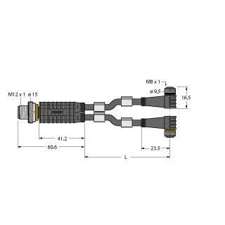 Turck 2-port junction systems Y-splitter with cable male m12x1-2xfem
