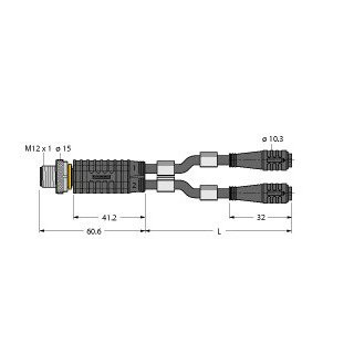 Turck 2-port junction systems Y-splitter with cable male m12x1-2xfem