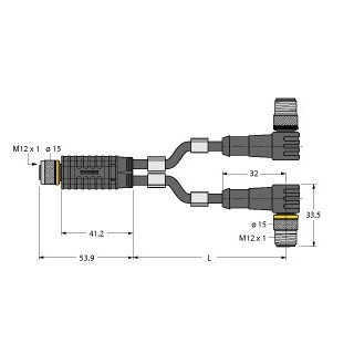 Turck 2-port junction systems Y-splitter with cable female m12x1-2XM