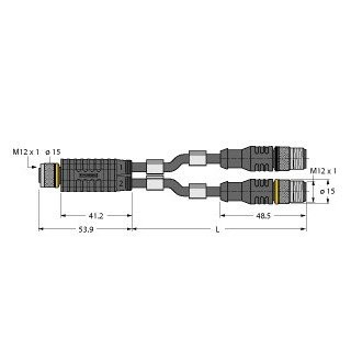 Turck 2-port junction systems Y-splitter with cable female m12x1-2XM