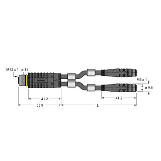 Turck 2-port junction systems Y-splitter with cable female m12x1-2XM