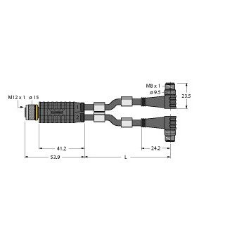 Turck 2-port junction systems Y-splitter with cable female m12x1-2XM