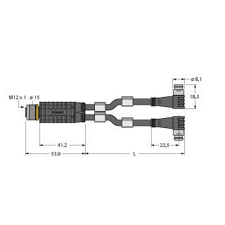 Turck 2-port junction systems Y-splitter with cable m12x1 female-2XM