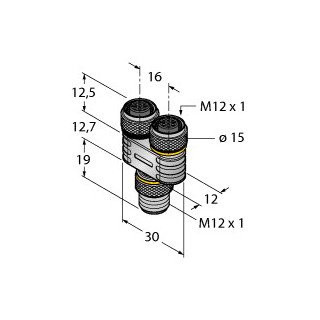 Turck 2-port junction systems Y-splitter with led male m12x1-2xfemal