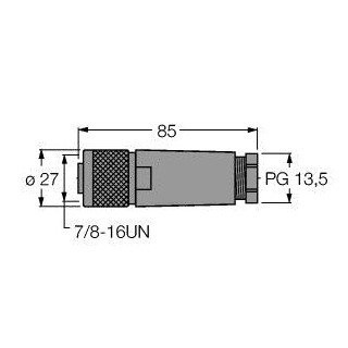 Turck 7/8" round connector female straight customizable