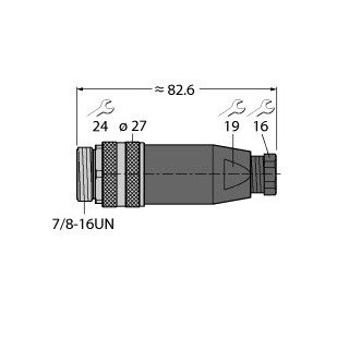 Turck 7/8" round connector male straight customizable