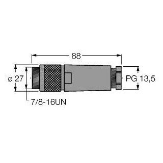 Turck 7/8" round connector male straight customizable