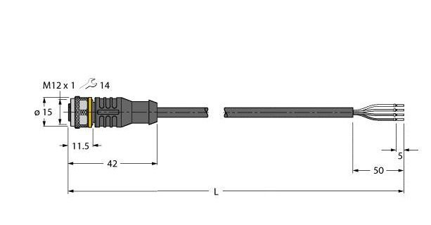 Turck Sensor kabel pur actorkabel 4P 0,4M