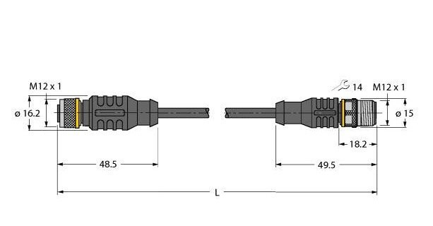 Turck Sensor kabel pur actorkabel 4P M12 3M