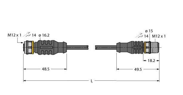Turck Sensor kabel pur actorkabel 4P M12 5M