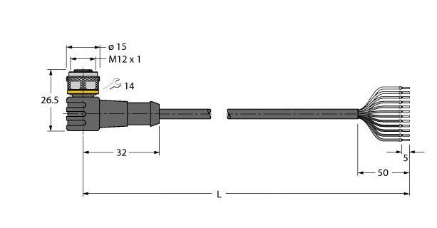 Turck Sensor kabel PVC actorkabel 12P 2M