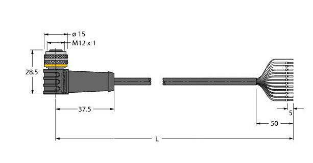 Turck Sensor kabel PVC actorkabel 12P 2M
