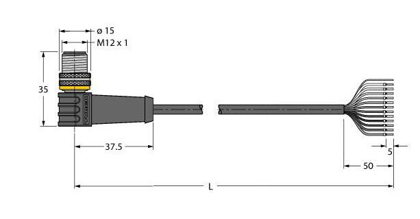 Turck Sensor kabel PVC actorkabel 12P 5M