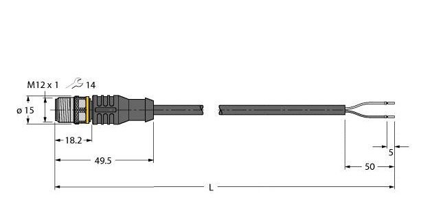 Turck Sensor kabel PVC actorkabel 2P 5M
