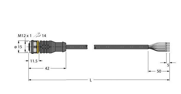 Turck Sensor kabel PVC actorkabel 5P 5M