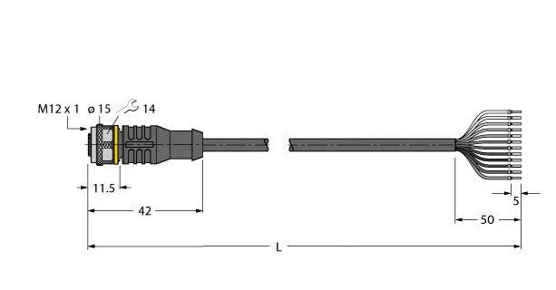 Turck Sensor kabel PVC actorkabel 12P 2M