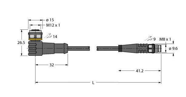 Turck Sensor kabel pur actorkabel 3P M8 2M