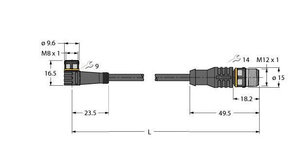 Turck Sensor kabel pur actorkabel 3P M12 5M