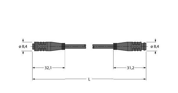 Turck Sensor kabel pur actorkabel 3P M8 5M