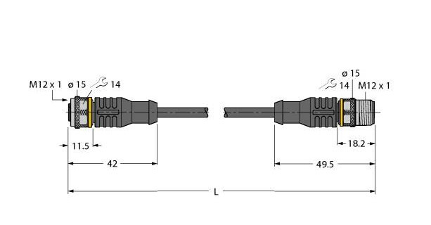 Turck Actuator And sensor cable, pur extension cable