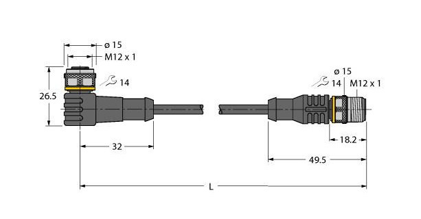 Turck Actuator And sensor cable, pur extension cable