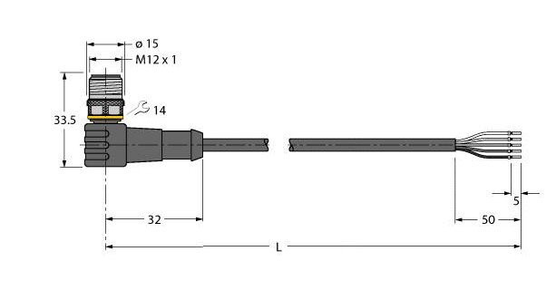 Turck Sensor kabel PVC actorkabel 5P 5M