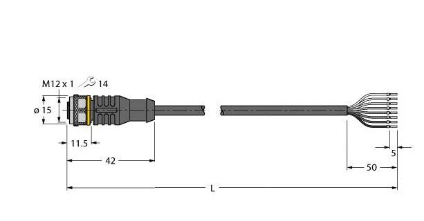 Turck Sensor kabel PVC actorkabel 8P 5M