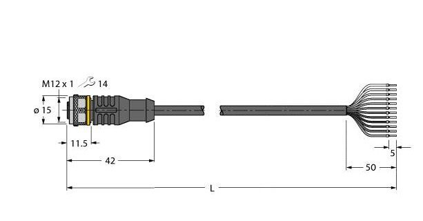 Turck Sensor kabel PVC actorkabel 12P 10M