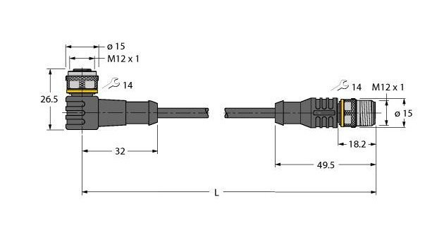 Turck Sensor kabel PVC actorkabel 3P M12 5M