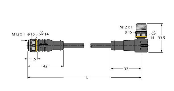 Turck Actuator And sensor cable, PVC extension cable