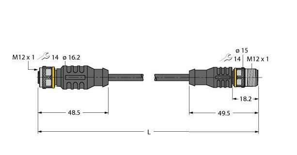 Turck Actuator And sensor cable, PVC extension cable