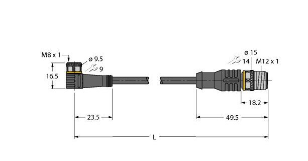 Turck Actuator And sensor cable, PVC extension cable