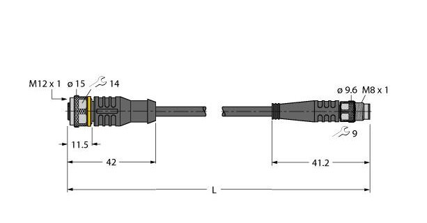 Turck Actuator, sensor and supply cable, pur extension cable
