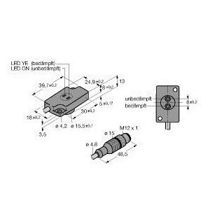 Turck Inductieve sensor inductieve naderingsschakelaar schakelafstand 1,5MM 250HZ metaal steekaansluiting