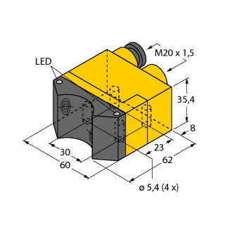 Turck Inductieve sensor inductieve naderingsschakelaar schakelafstand 4MM 50HZ kunststof klem
